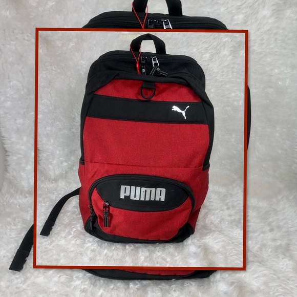 PUMA RED AND BLACK DOUBLE ZIPPER BACKPACK - Picture 1 of 15